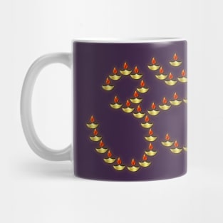 Diwali Gold Deepa in Om Symbol Bright Burgundy Mug